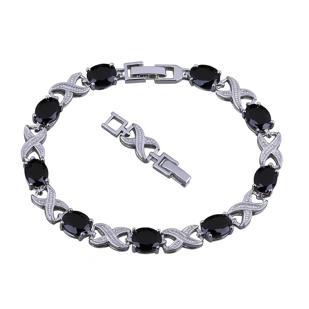 Women Oval Black Cubic Zirconia Bracelet - Picture 5 of 5